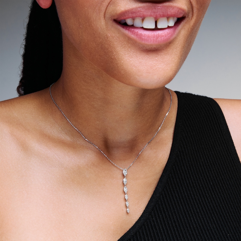 Main Image 2 of 1 CT. T.W. Marquise-Cut Certified Lab-Grown Diamond Journey Necklace in 10K White Gold (F/VS2)