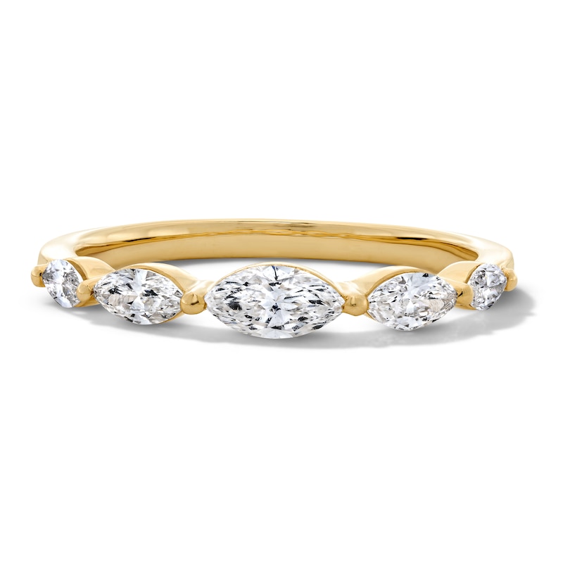 Main Image 1 of 1/2 CT. T.W. Marquise-Cut Certified Lab-Grown Diamond Five-Stone Band in 10K Gold (F/VS2)