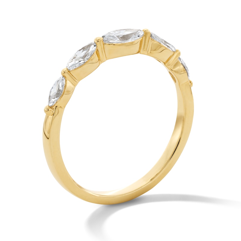 Main Image 4 of 1/2 CT. T.W. Marquise-Cut Certified Lab-Grown Diamond Five-Stone Band in 10K Gold (F/VS2)