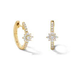 1/3 CT. T.W. Certified Lab-Grown Diamond Lined Starburst Hoop Earrings in 10K Gold (F/VS2)