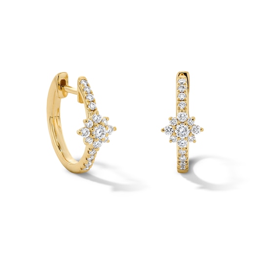 1/3 CT. T.w. Certified Lab-Grown Diamond Lined Starburst Hoop Earrings in 10K Gold (F/Vs2)