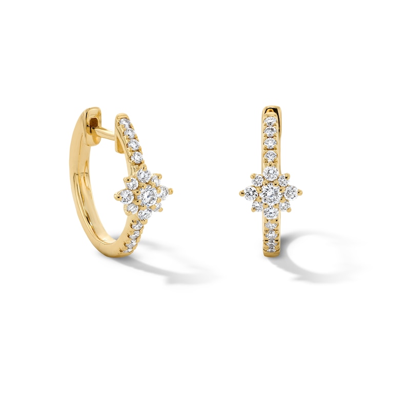 Main Image 1 of 1/3 CT. T.W. Certified Lab-Grown Diamond Lined Starburst Hoop Earrings in 10K Gold (F/VS2)
