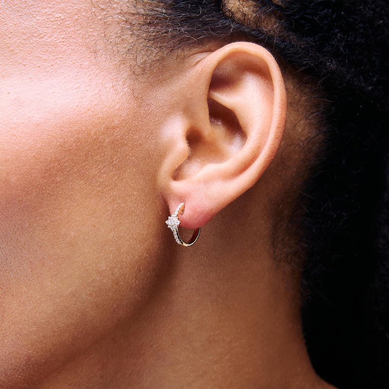 Main Image 2 of 1/3 CT. T.W. Certified Lab-Grown Diamond Lined Starburst Hoop Earrings in 10K Gold (F/VS2)