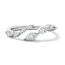 1/2 CT. T.W. Marquise-Cut Certified Lab-Grown Diamond Bypass Band in 10K White Gold (F/VS2)