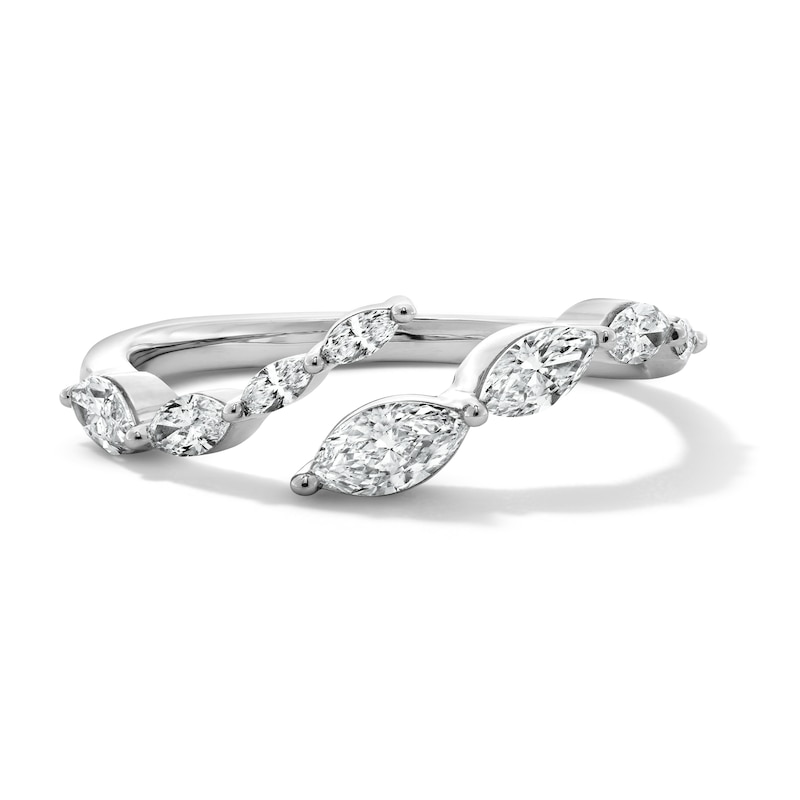 Main Image 1 of 1/2 CT. T.W. Marquise-Cut Certified Lab-Grown Diamond Bypass Band in 10K White Gold (F/VS2)