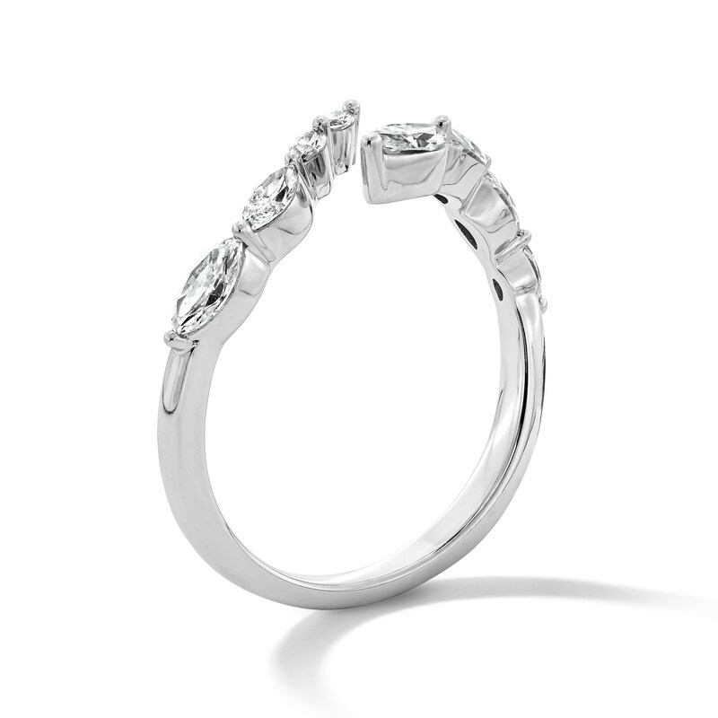 Main Image 4 of 1/2 CT. T.W. Marquise-Cut Certified Lab-Grown Diamond Bypass Band in 10K White Gold (F/VS2)