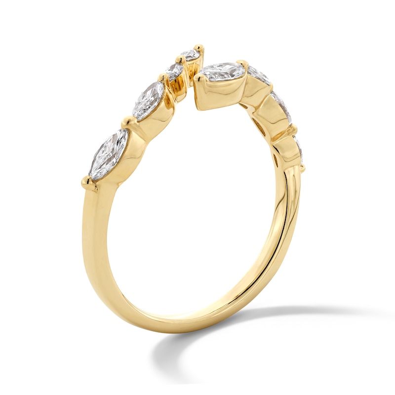 Main Image 4 of 1/2 CT. T.W. Marquise-Cut Certified Lab-Grown Diamond Bypass Band in 10K Gold (F/VS2)