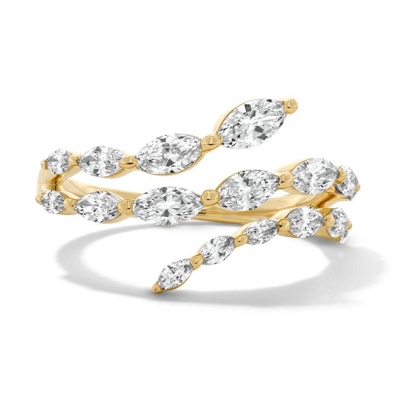 Main Image 1 of 1 CT. T.W. Marquise-Cut Certified Lab-Grown Diamond Wraparound Bypass Ring in 10K Gold (F/VS2)