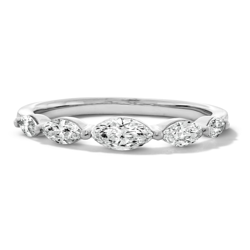 Main Image 1 of 1/2 CT. T.W. Marquise-Cut Certified Lab-Grown Diamond Five-Stone Band in 10K White Gold (F/VS2)