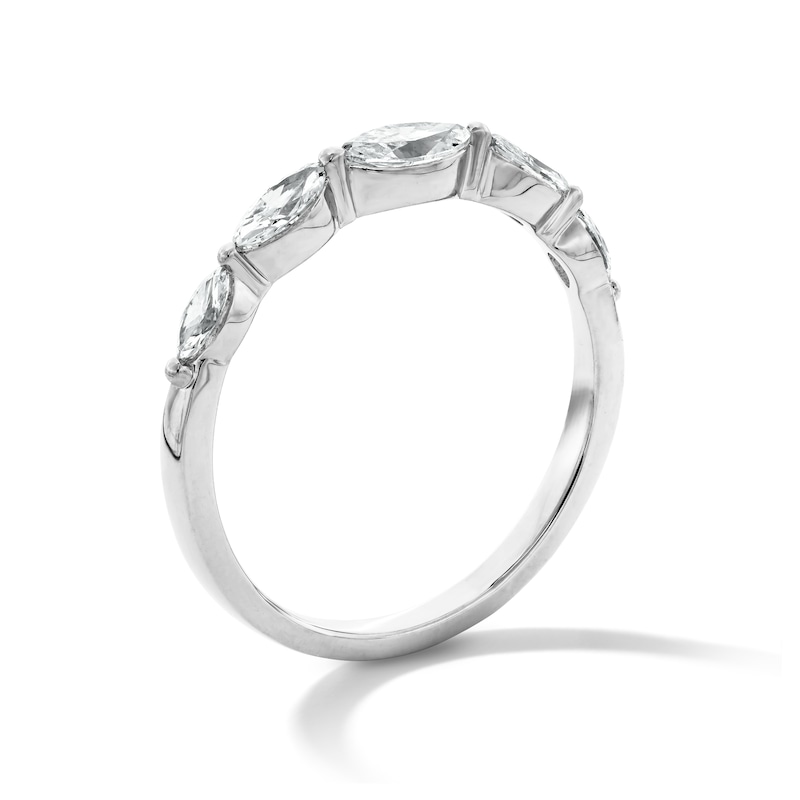 Main Image 4 of 1/2 CT. T.W. Marquise-Cut Certified Lab-Grown Diamond Five-Stone Band in 10K White Gold (F/VS2)