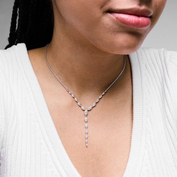 2-3/4 CT. T.w. Marquise-Cut Certified Lab-Grown Diamond âYâ Necklace in 10K White Gold (F/Vs2)