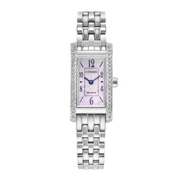 Ladies’ Citizen Eco-Drive® Palidoro Analog Watch with Pink Mother-of-Pearl Dial and Crystal Bezel (Model: EG7110-54Y)