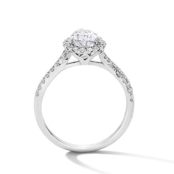 1-3/8 CT. T.w. Pear-Shaped Certified Lab-Grown Diamond Frame Ring in 14K Gold (F/Vs2