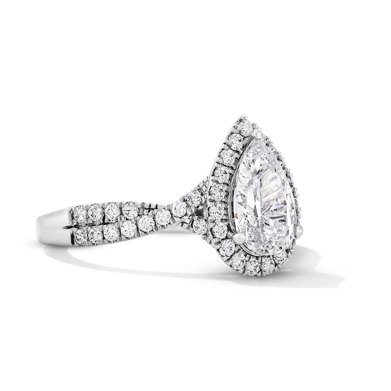 1-3/8 CT. T.w. Pear-Shaped Certified Lab-Grown Diamond Frame Ring in 14K Gold (F/Vs2