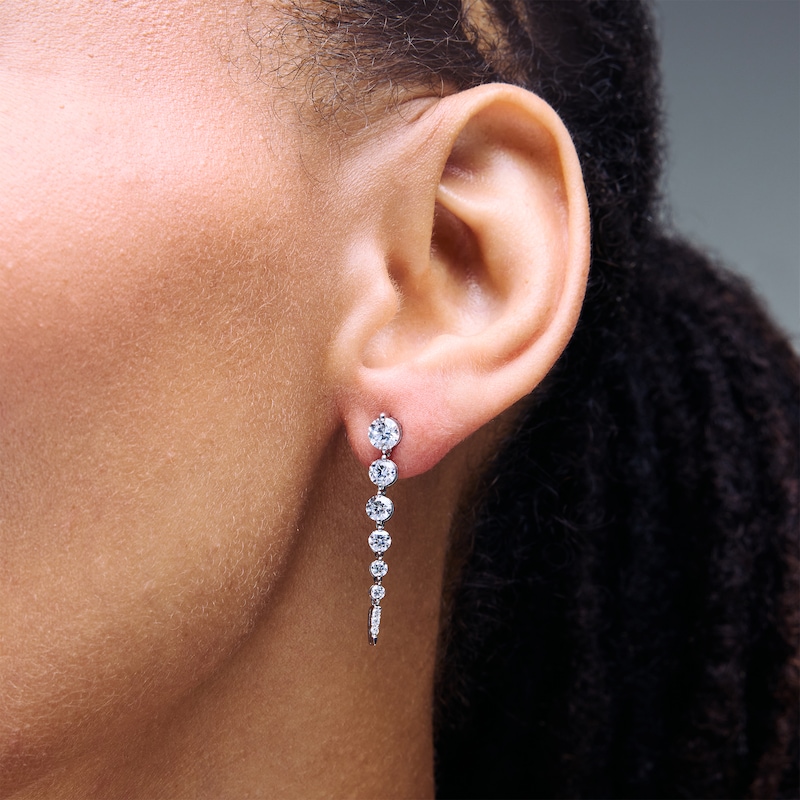 Main Image 2 of 2 CT. T.W. Certified Lab-Grown Diamond Tapered Drop Earrings in Sterling Silver (F/VS2)