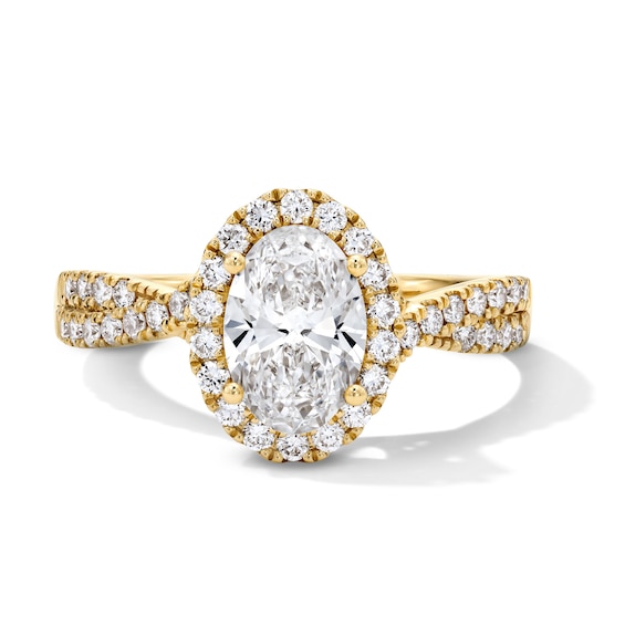 1-3/8 CT. T.w. Oval Certified Lab-Grown Diamond Frame Bridal Set in 14K Gold (F/Vs2)