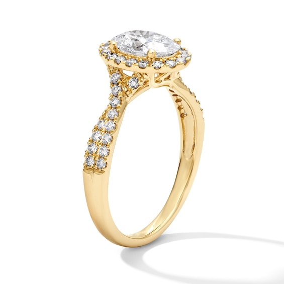 1-3/8 CT. T.w. Oval Certified Lab-Grown Diamond Frame Bridal Set in 14K Gold (F/Vs2)