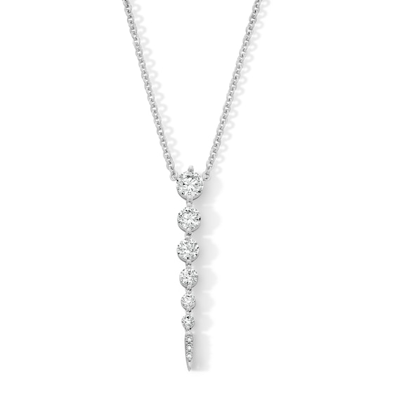 1 CT. T.w. Certified Lab-Grown Diamond Tapered Drop Necklace in Sterling Silver (F/Vs2)