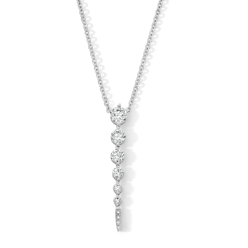 Main Image 1 of 1 CT. T.W. Certified Lab-Grown Diamond Tapered Drop Necklace in Sterling Silver (F/VS2)