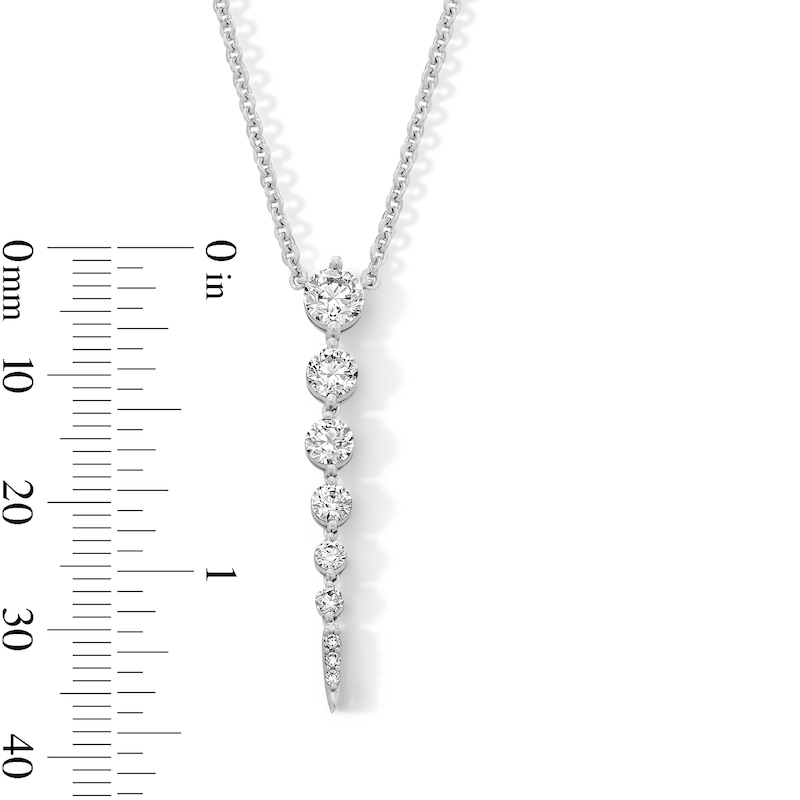 Main Image 4 of 1 CT. T.W. Certified Lab-Grown Diamond Tapered Drop Necklace in Sterling Silver (F/VS2)