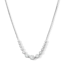 1 CT. T.W. Certified Lab-Grown Diamond Graduated Curved Necklace in Sterling Silver (F/VS2)