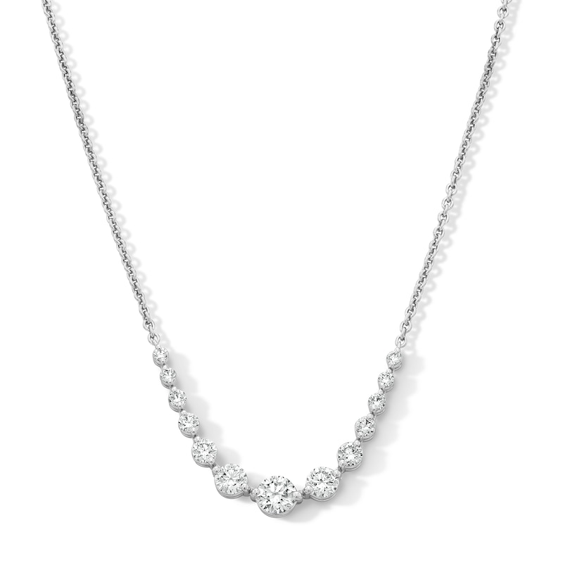 Main Image 1 of 1 CT. T.W. Certified Lab-Grown Diamond Graduated Curved Necklace in Sterling Silver (F/VS2)