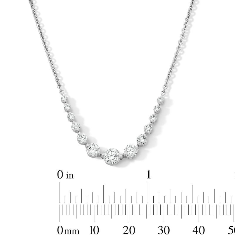 Main Image 4 of 1 CT. T.W. Certified Lab-Grown Diamond Graduated Curved Necklace in Sterling Silver (F/VS2)