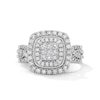 Thumbnail Image 1 of 3/4 CT. T.W. Princess-Cut Multi-Diamond Double Cushion Frame Engagement Ring in 10K White Gold