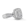 Thumbnail Image 4 of 3/4 CT. T.W. Princess-Cut Multi-Diamond Double Cushion Frame Engagement Ring in 10K White Gold