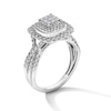 Thumbnail Image 5 of 3/4 CT. T.W. Princess-Cut Multi-Diamond Double Cushion Frame Engagement Ring in 10K White Gold