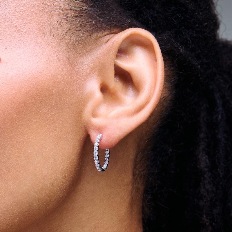 Main Image 2 of 1 CT. T.W. Certified Lab-Grown Diamond Inside-Out Hoop Earrings in 10K White Gold (F/VS2)