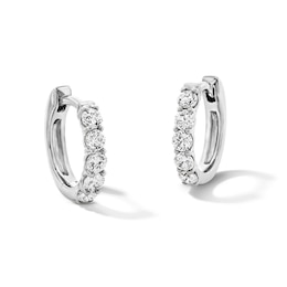 1/2 CT. T.W. Certified Lab-Grown Diamond Five-Stone Hoop Earrings in 10K White Gold (F/VS2)