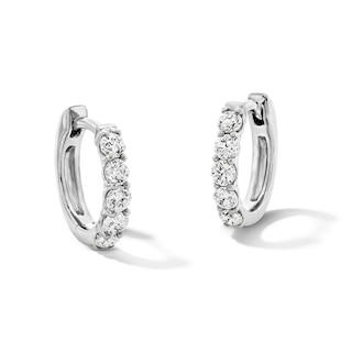 1/2 CT. T.W. Lab-Grown Diamond Five-Stone Hoop Earrings in 10K White Gold (F/VS2)