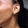 Thumbnail Image 2 of 1/2 CT. T.W. Certified Lab-Grown Diamond Five-Stone Hoop Earrings in 10K White Gold (F/VS2)