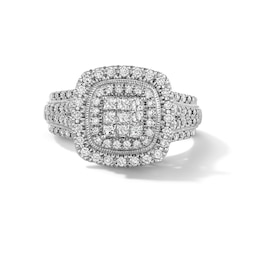 3/4 CT. T.W. Multi-Stone Diamond Double-Frame Engagement Ring in 10K White Gold