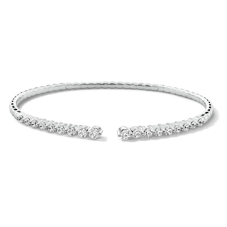1 CT. T.W. Lab-Grown Diamond Graduated Open Flex Bangle in Sterling Silver (F/VS2)