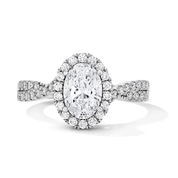1-3/8 CT. T.W. Oval Certified Lab-Grown Diamond Frame Ring in 14K White Gold (F/VS2)