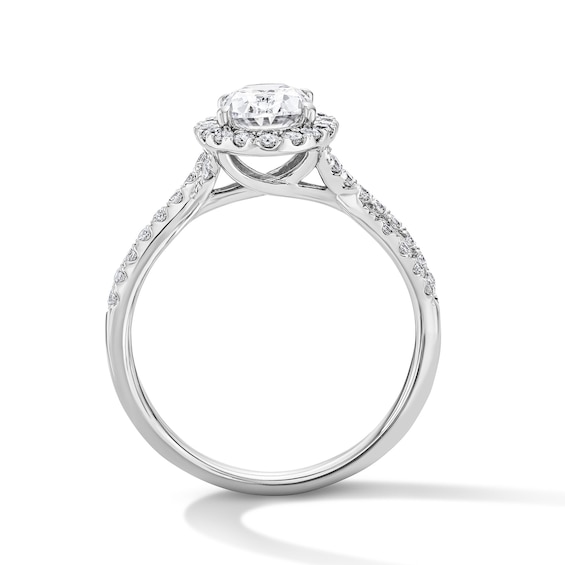 1-3/8 CT. T.w. Oval Certified Lab-Grown Diamond Frame Ring in 14K White Gold (F/Vs2)