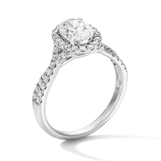 1-3/8 CT. T.w. Oval Certified Lab-Grown Diamond Frame Ring in 14K White Gold (F/Vs2)