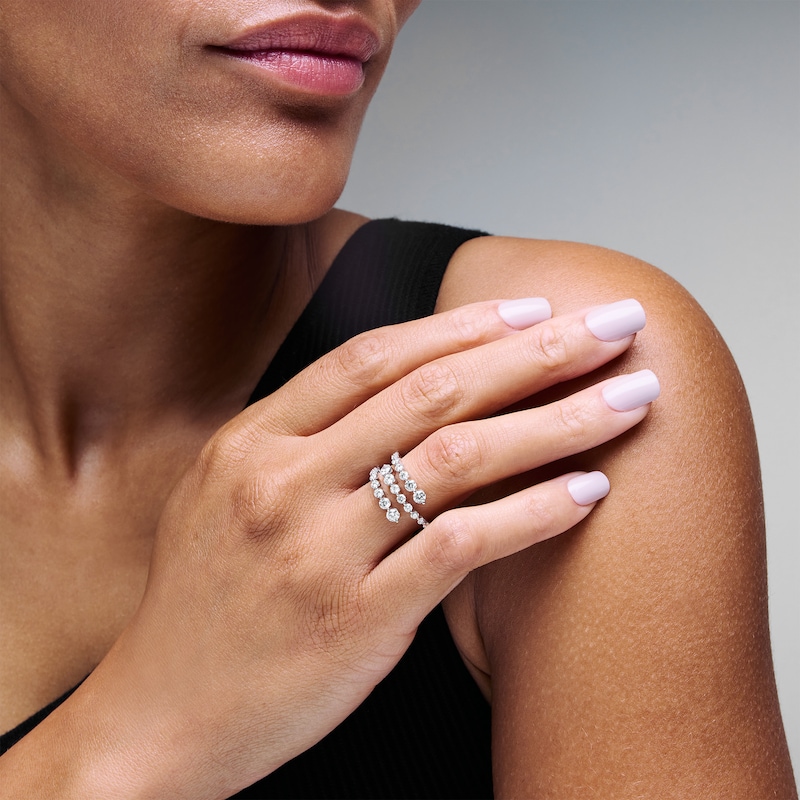 Main Image 2 of 1-1/4 CT. T.W. Certified Lab-Grown Diamond Split Bypass Ring in Sterling Silver (F/VS2)