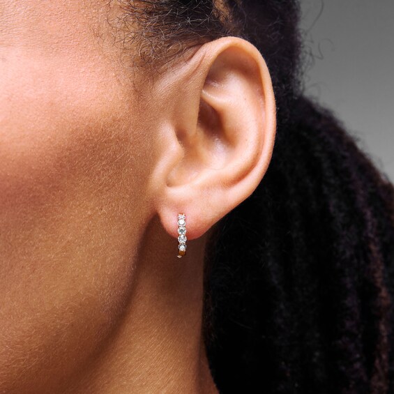 1/2 CT. T.w. Certified Lab-Grown Diamond Five-Stone Hoop Earrings in 10K Gold (F/Vs2)