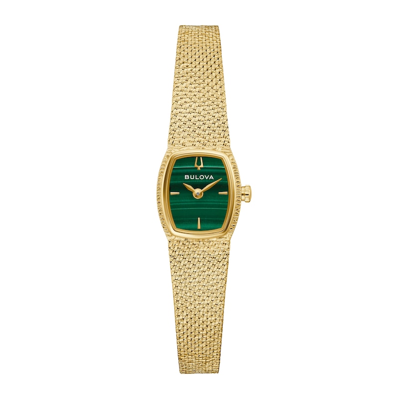 Main Image 1 of Ladies’ Bulova Classic Goddess of Time Gold-Tone IP Analog Watch with Green Malachite Dial (Model: 97L184)