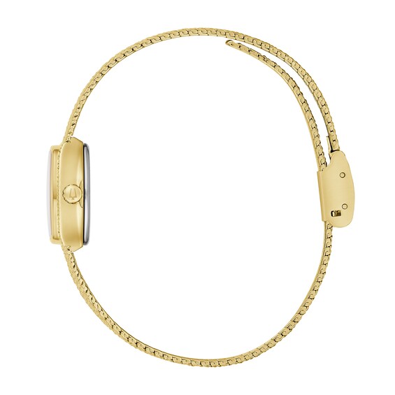 Ladiesâ Bulova Classic Goddess of Time Gold-Tone IP Analog Watch with Green Malachite Dial (Model: 97L184)