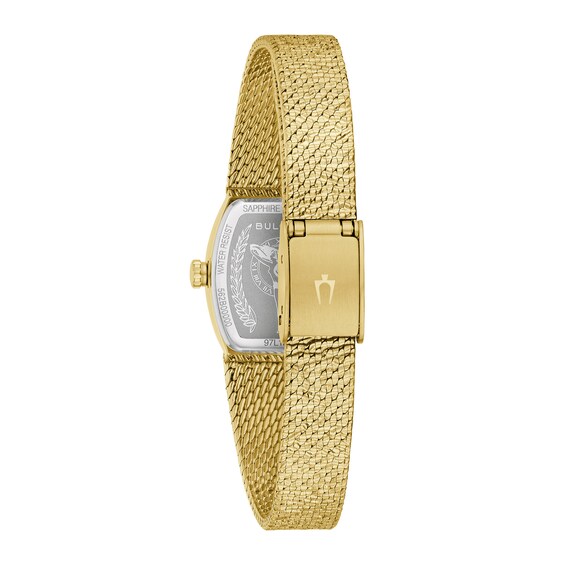 Ladiesâ Bulova Classic Goddess of Time Gold-Tone IP Analog Watch with Green Malachite Dial (Model: 97L184)