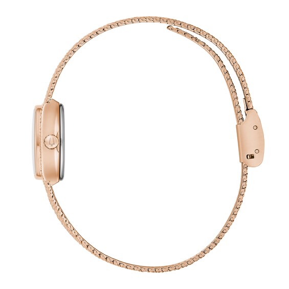 Ladiesâ Bulova Classic Goddess of Time Rose-Tone IP Analog Watch with Brown Tigerâs Eye Dial (Model: 97L185)