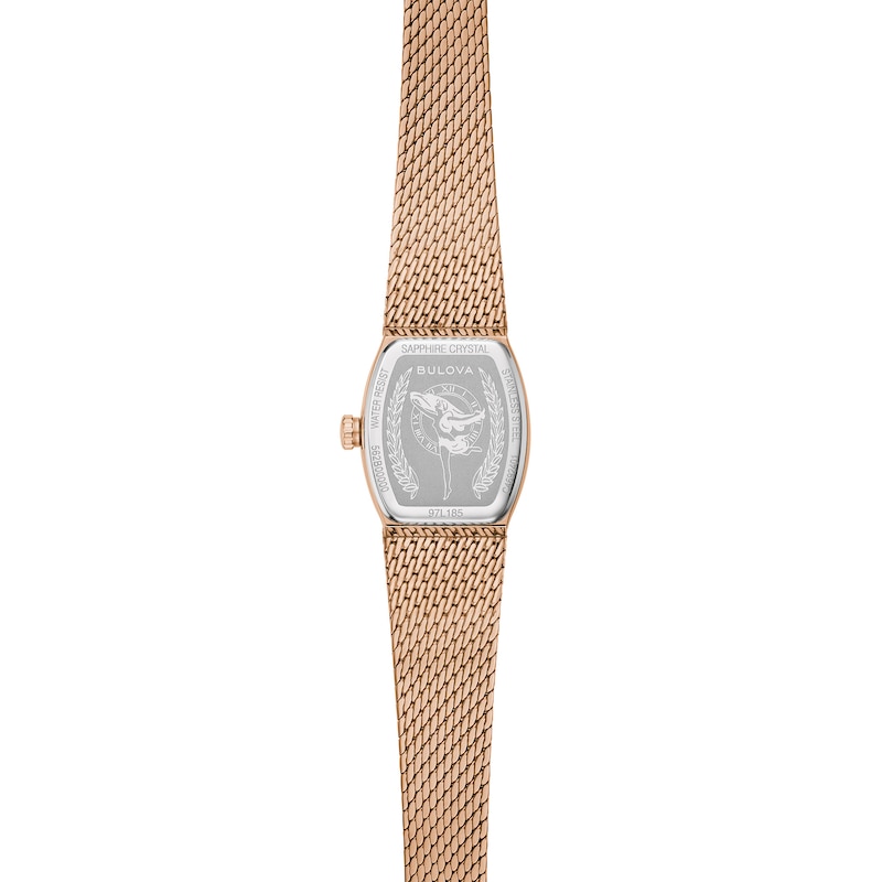 Main Image 4 of Ladies’ Bulova Classic Goddess of Time Rose-Tone IP Analog Watch with Brown Tiger’s Eye Dial (Model: 97L185)
