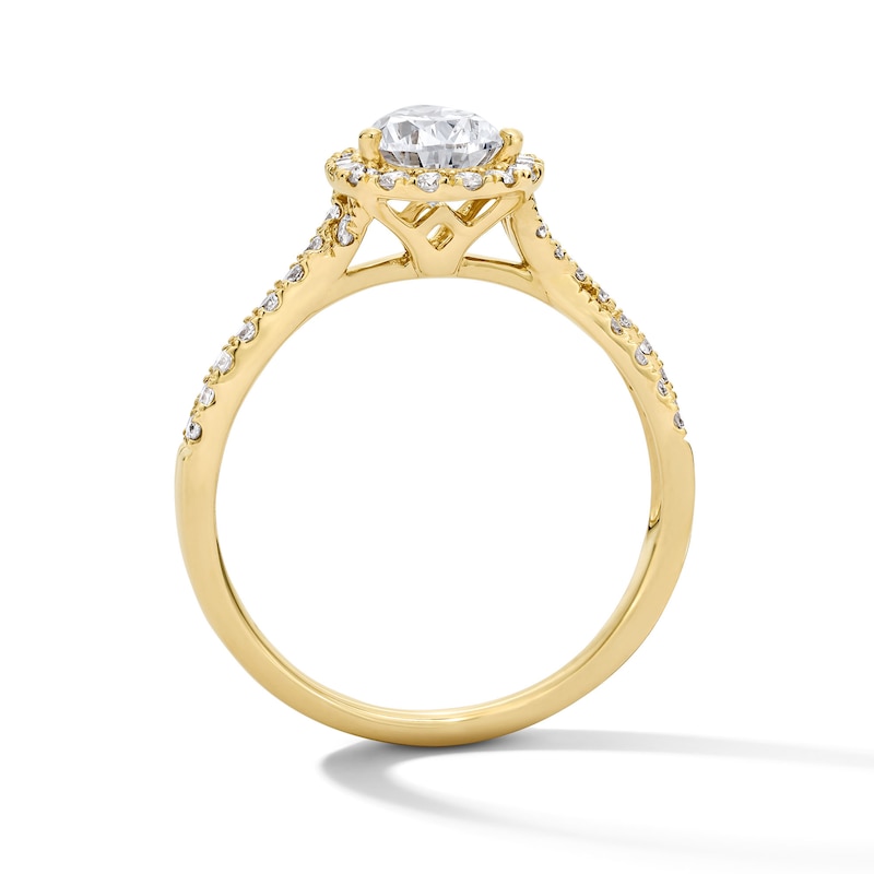 Main Image 3 of 1-3/8 CT. T.W. Pear-Shaped Certified Lab-Grown Diamond Frame Ring in 14K Gold (F/VS2)