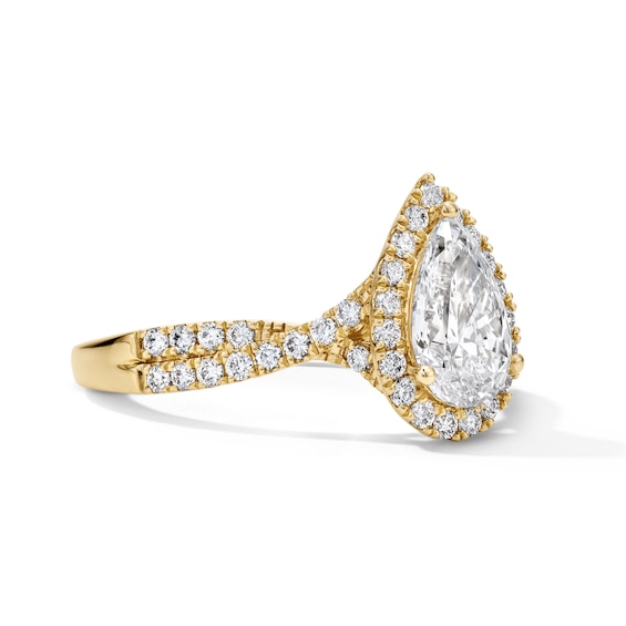 1-3/8 CT. T.w. Pear-Shaped Certified Lab-Grown Diamond Frame Ring in 14K Gold (F/Vs2)