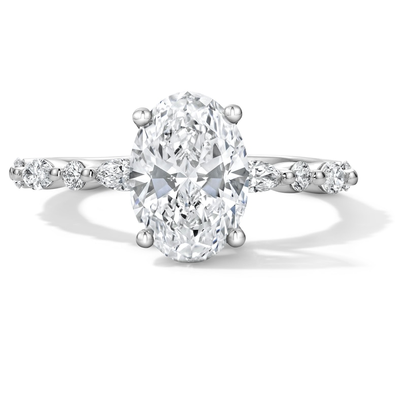 Main Image 1 of 2-3/8 CT. T.W. Oval Certified Lab-Grown Diamond Engagement Ring in 14K White Gold (F/VS2)