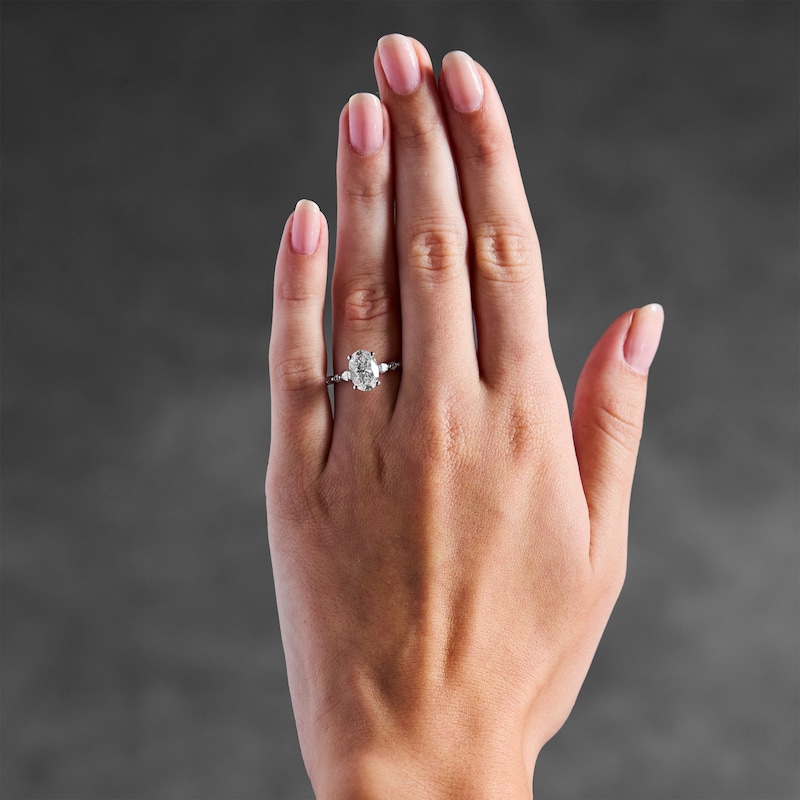 Main Image 2 of 2-3/8 CT. T.W. Oval Certified Lab-Grown Diamond Engagement Ring in 14K White Gold (F/VS2)